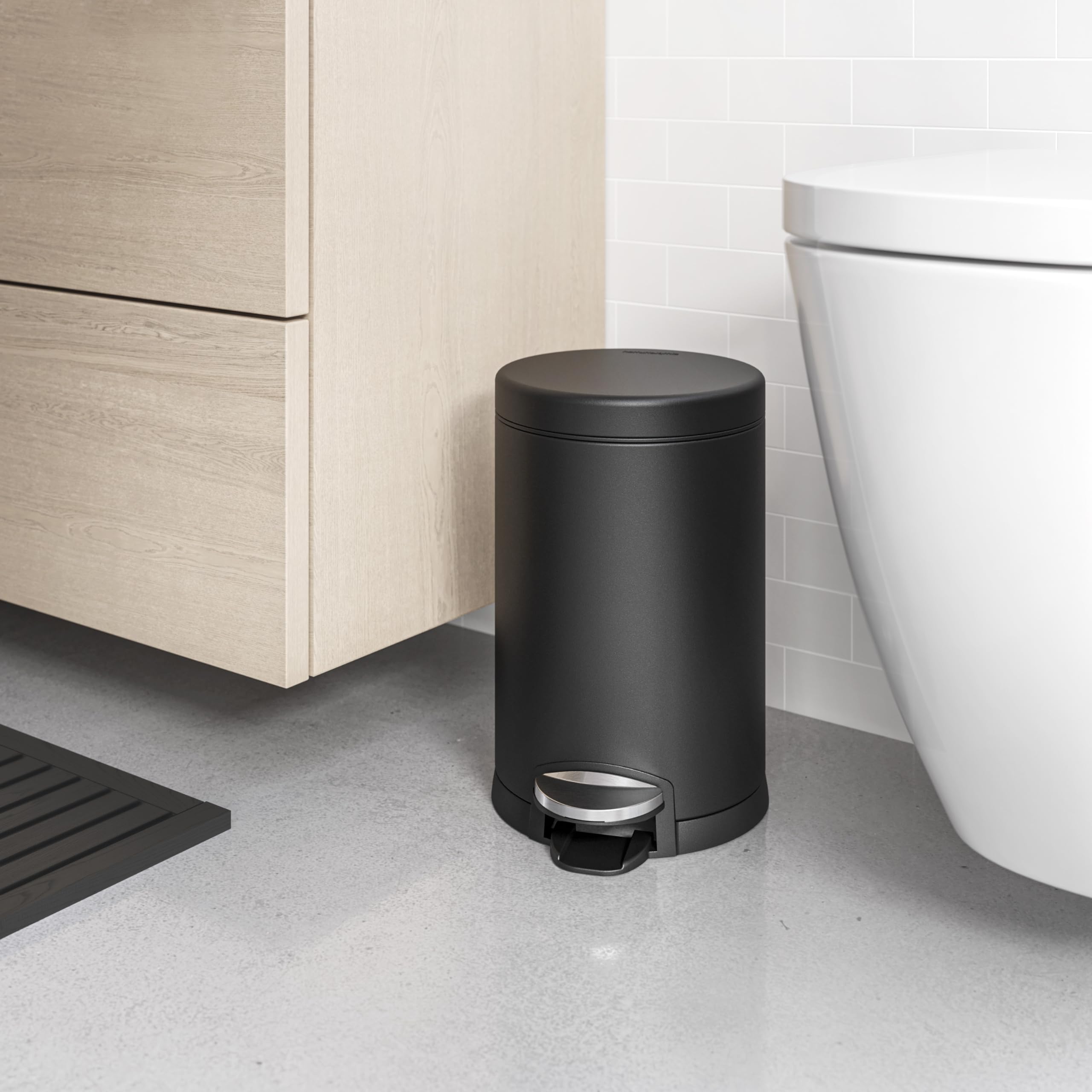Foto 2 | Bote De Basura Simplehuman Redondo Para Baño  4 5 L/ 1 2 Galones  Negro Mate - Venta Internacional.