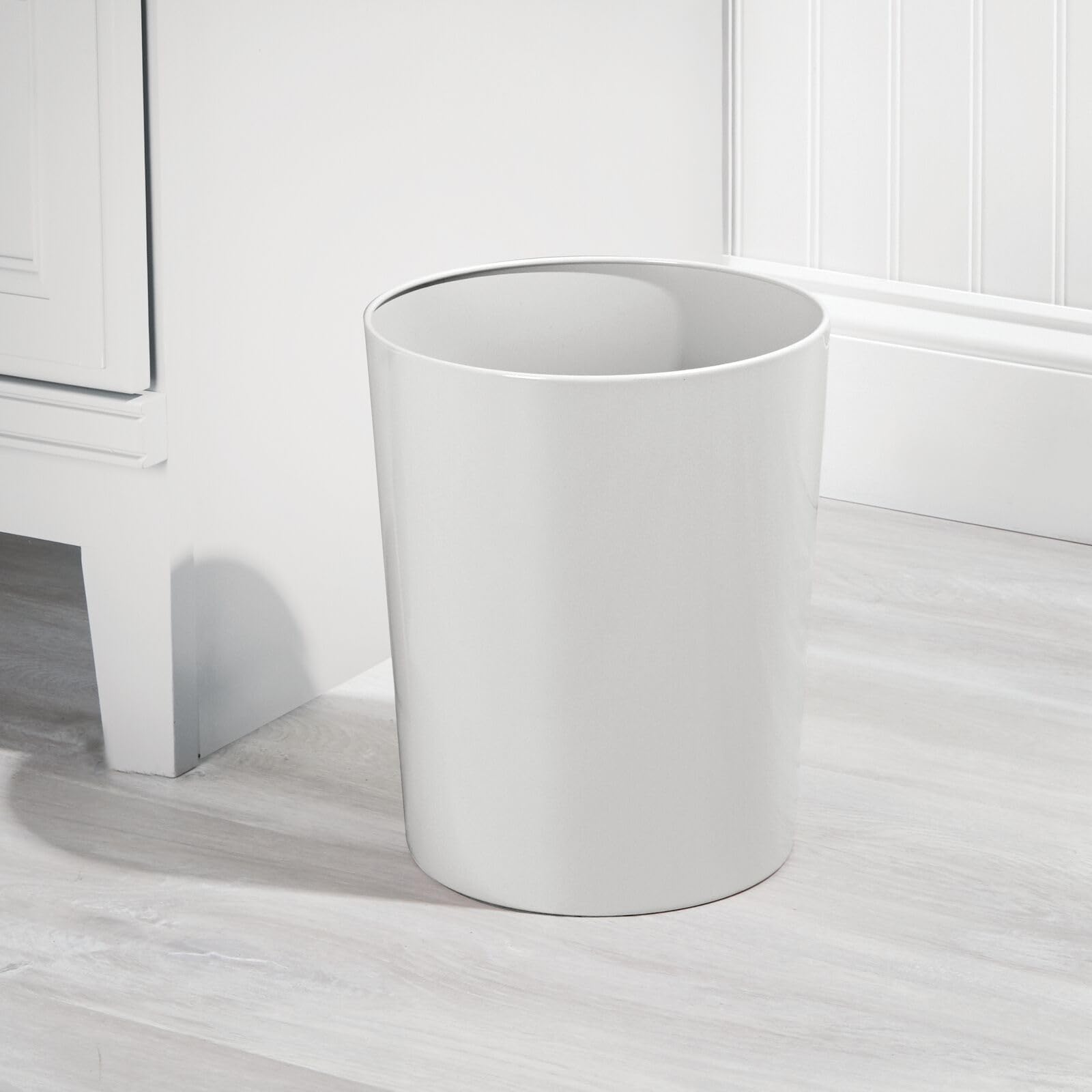 Foto 3 pulgar | Bote De Basura Mdesign Redondo De Metal  6 4 L  Reciclado  Gris Claro  Inoxidable - Venta Internacional.