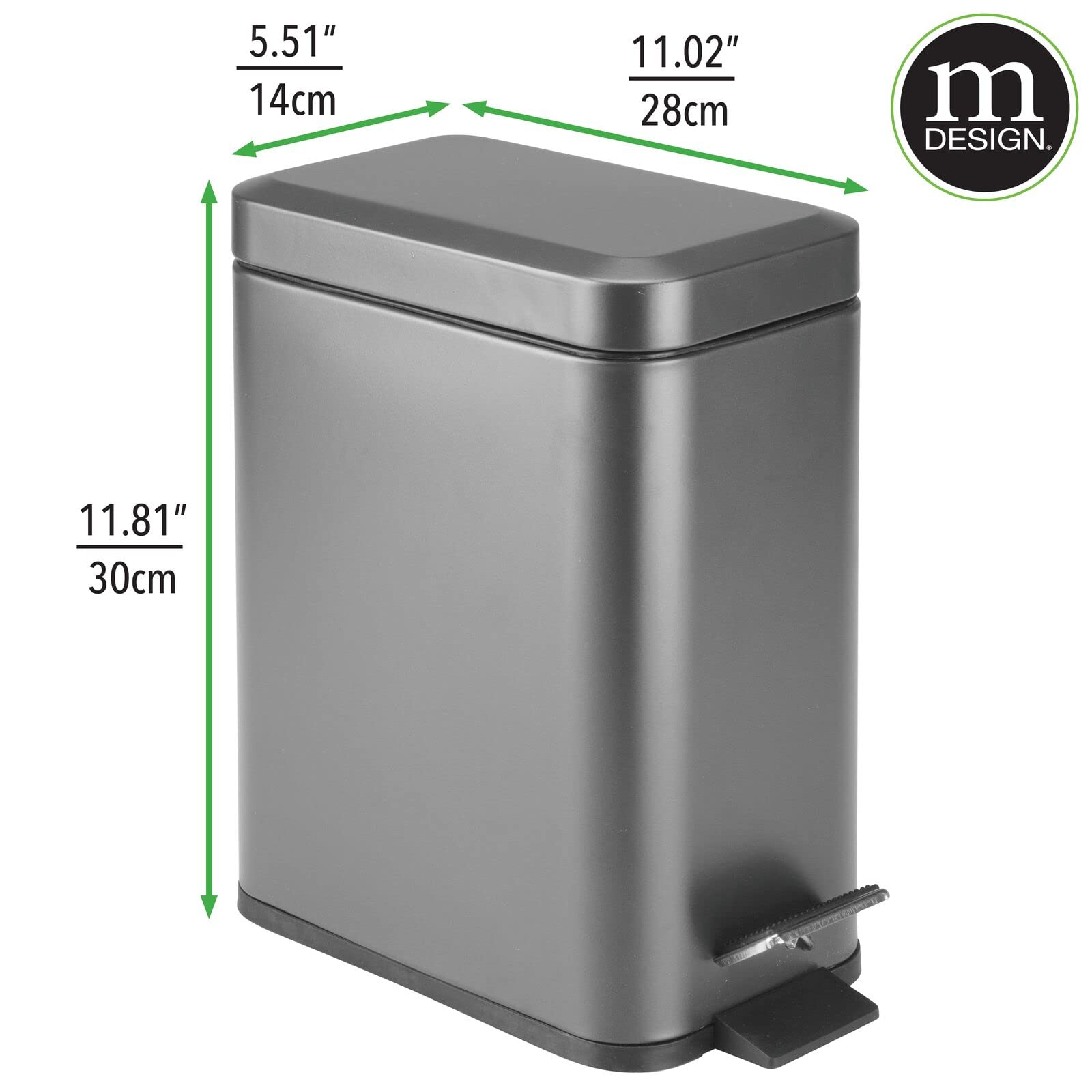 Foto 5 pulgar | Bote De Basura Mdesign Pequeño Y Moderno De Metal De 5 Litros Con Forro Extraíble - Venta Internacional.