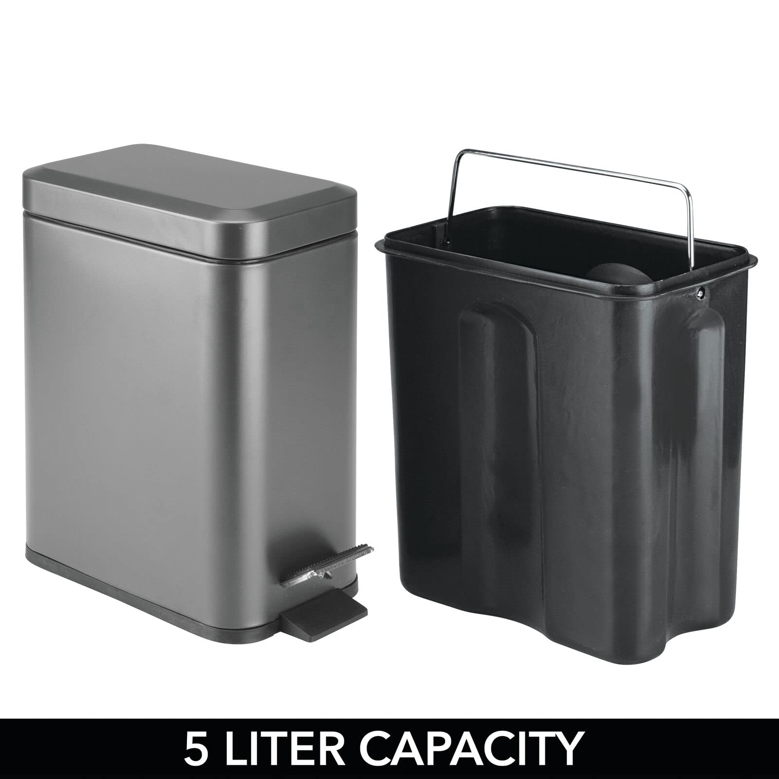 Foto 6 pulgar | Bote De Basura Mdesign Pequeño Y Moderno De Metal De 5 Litros Con Forro Extraíble - Venta Internacional.