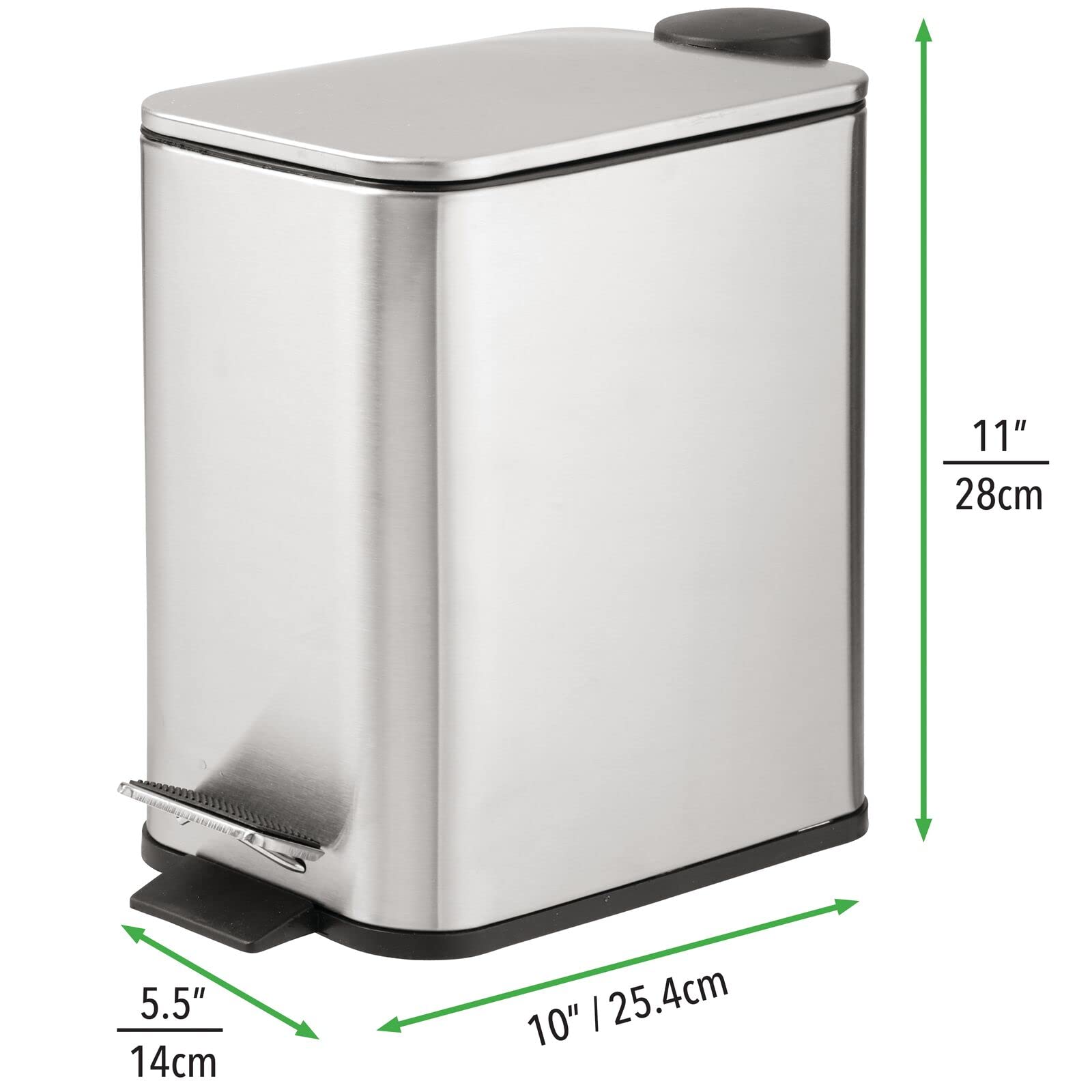Foto 5 pulgar | Bote De Basura Mdesign Slim Metal De 5 Litros Con Pedal Y Tapa De Acero Inoxidable - Venta Internacional.