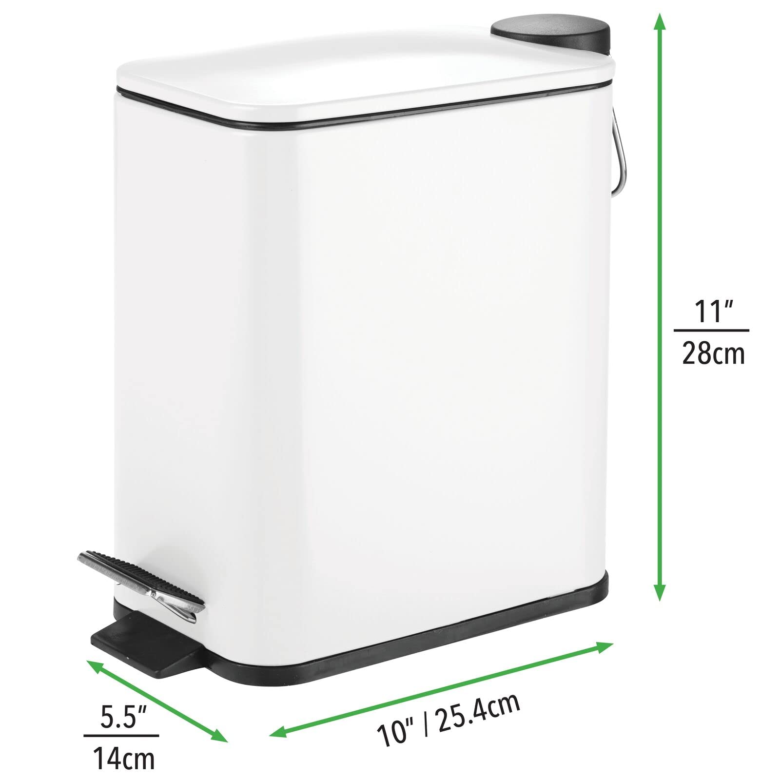 Foto 5 pulgar | Bote De Basura Mdesign Slim Metal De 5 Litros Con Pedal Y Tapa  Color Blanco - Venta Internacional.