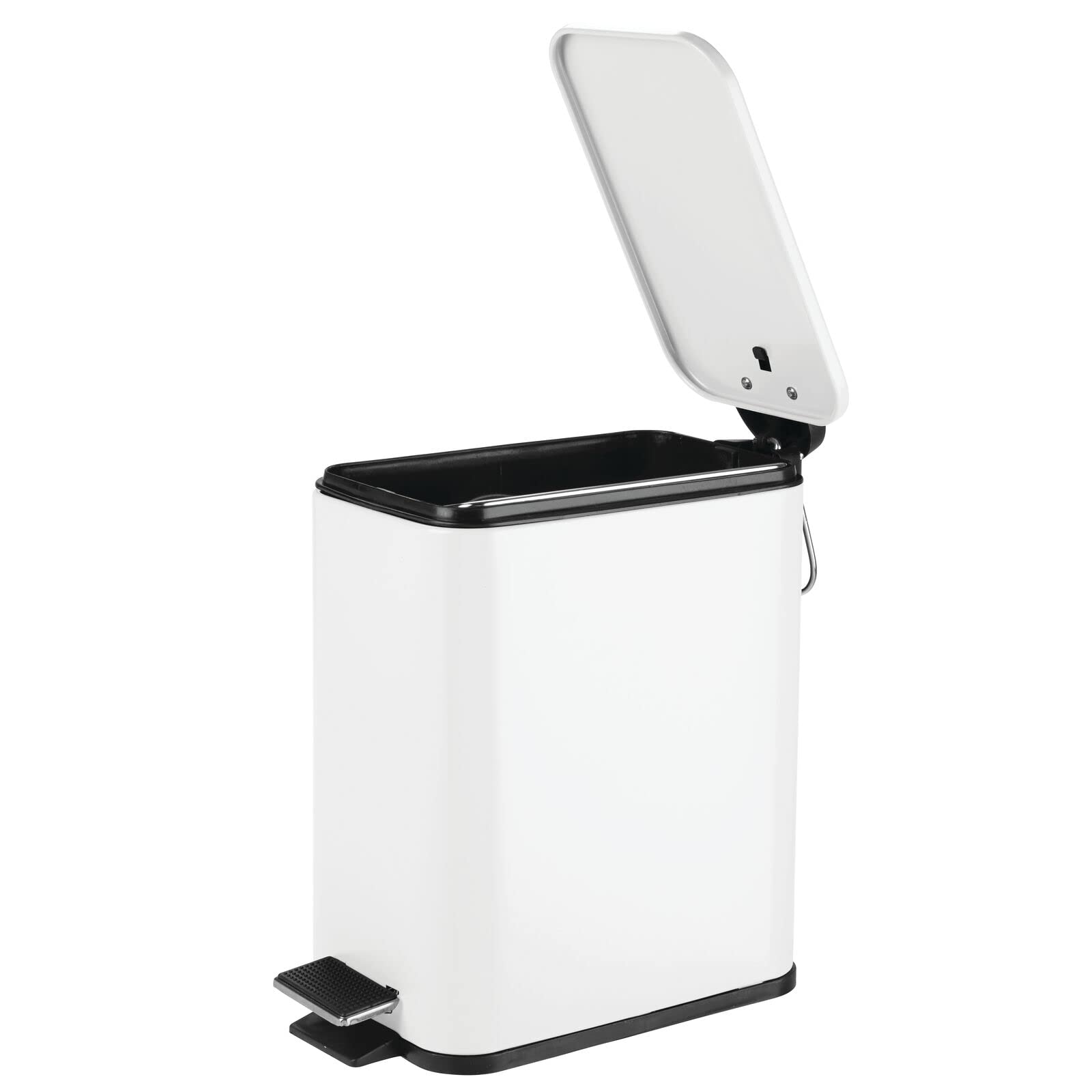 Foto 8 pulgar | Bote De Basura Mdesign Slim Metal De 5 Litros Con Pedal Y Tapa  Color Blanco - Venta Internacional.