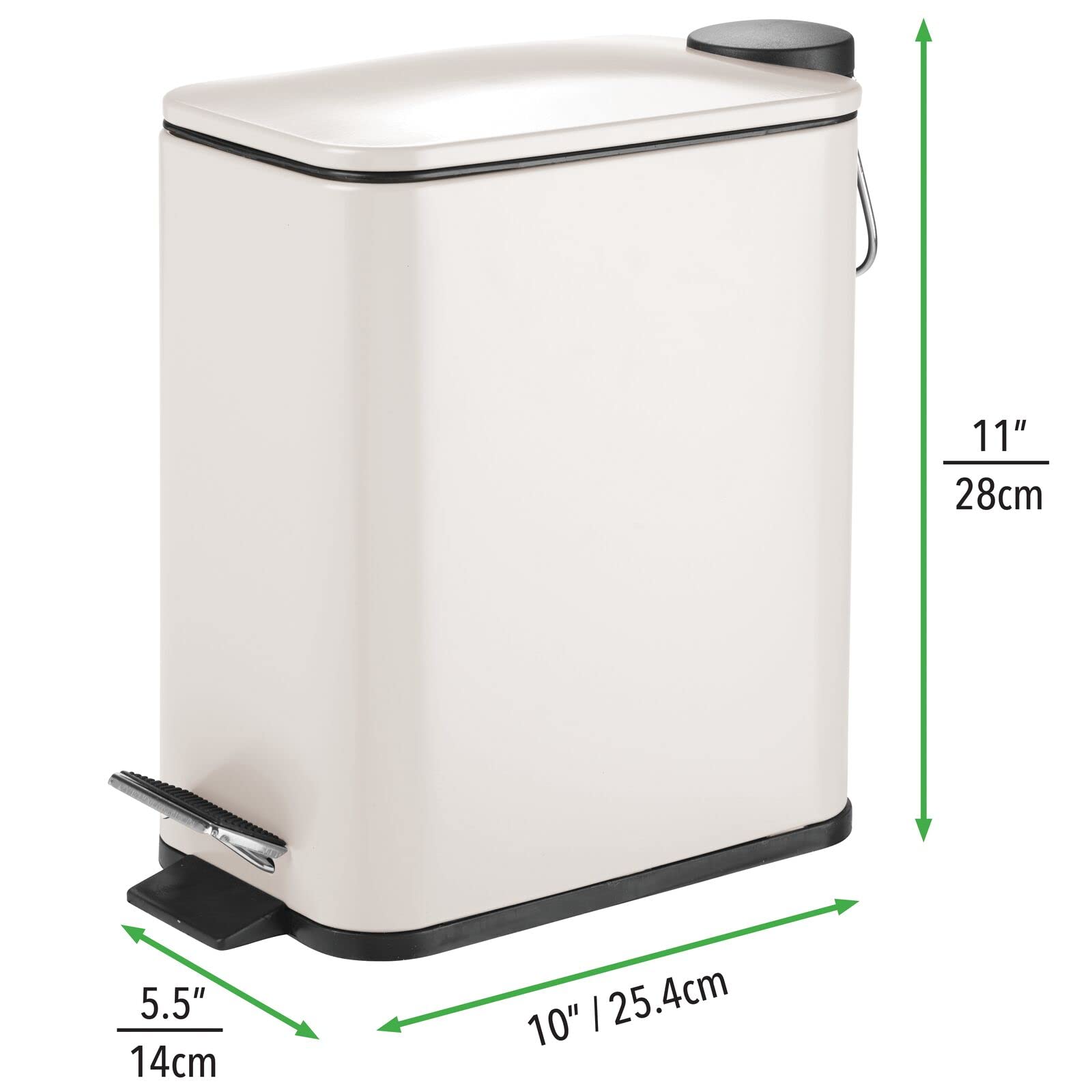 Foto 5 pulgar | Pedal Bin Mdesign Rectangular De Metal De 5 Litros Con Tapa E Inserto De Plástico - Venta Internacional.