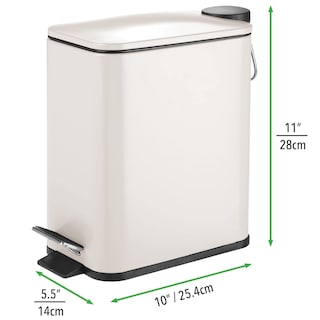 Foto 4 | Pedal Bin Mdesign Rectangular De Metal De 5 Litros Con Tapa E Inserto De Plástico - Venta Internacional.