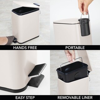 Foto 5 | Pedal Bin Mdesign Rectangular De Metal De 5 Litros Con Tapa E Inserto De Plástico - Venta Internacional.