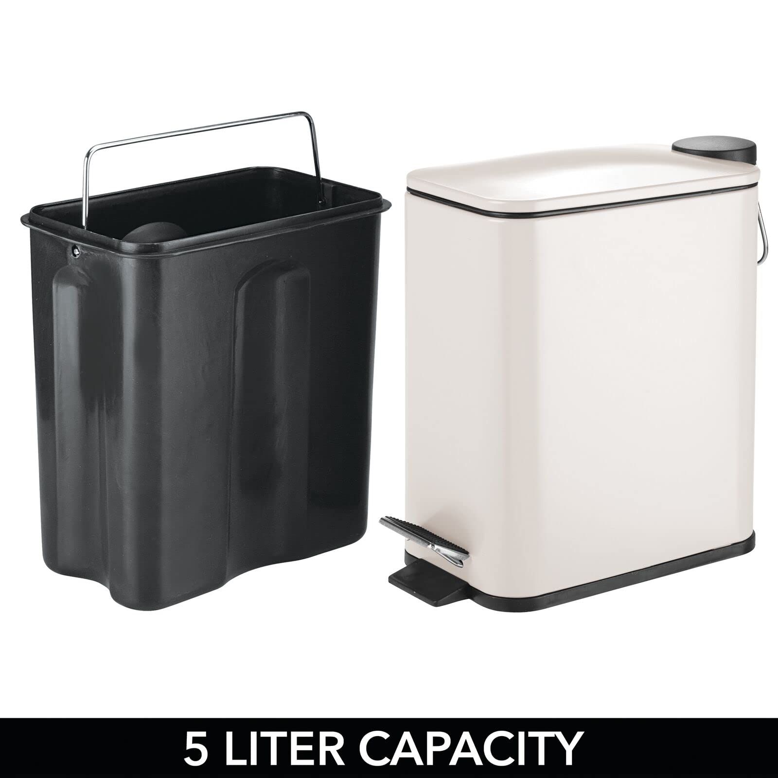 Foto 7 pulgar | Pedal Bin Mdesign Rectangular De Metal De 5 Litros Con Tapa E Inserto De Plástico - Venta Internacional.