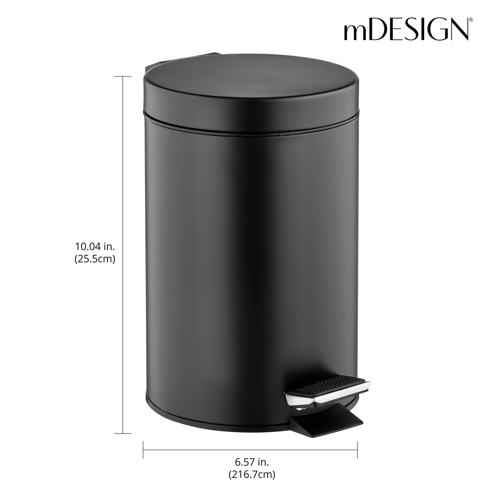 Foto 4 pulgar | Cubo De Basura Metálico Pedal Bin Mdesign De 3 Litros Con Tapa Y Balde De Plástico - Venta Internacional.