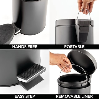 Foto 5 | Cubo De Basura Metálico Pedal Bin Mdesign De 3 Litros Con Tapa Y Balde De Plástico - Venta Internacional.