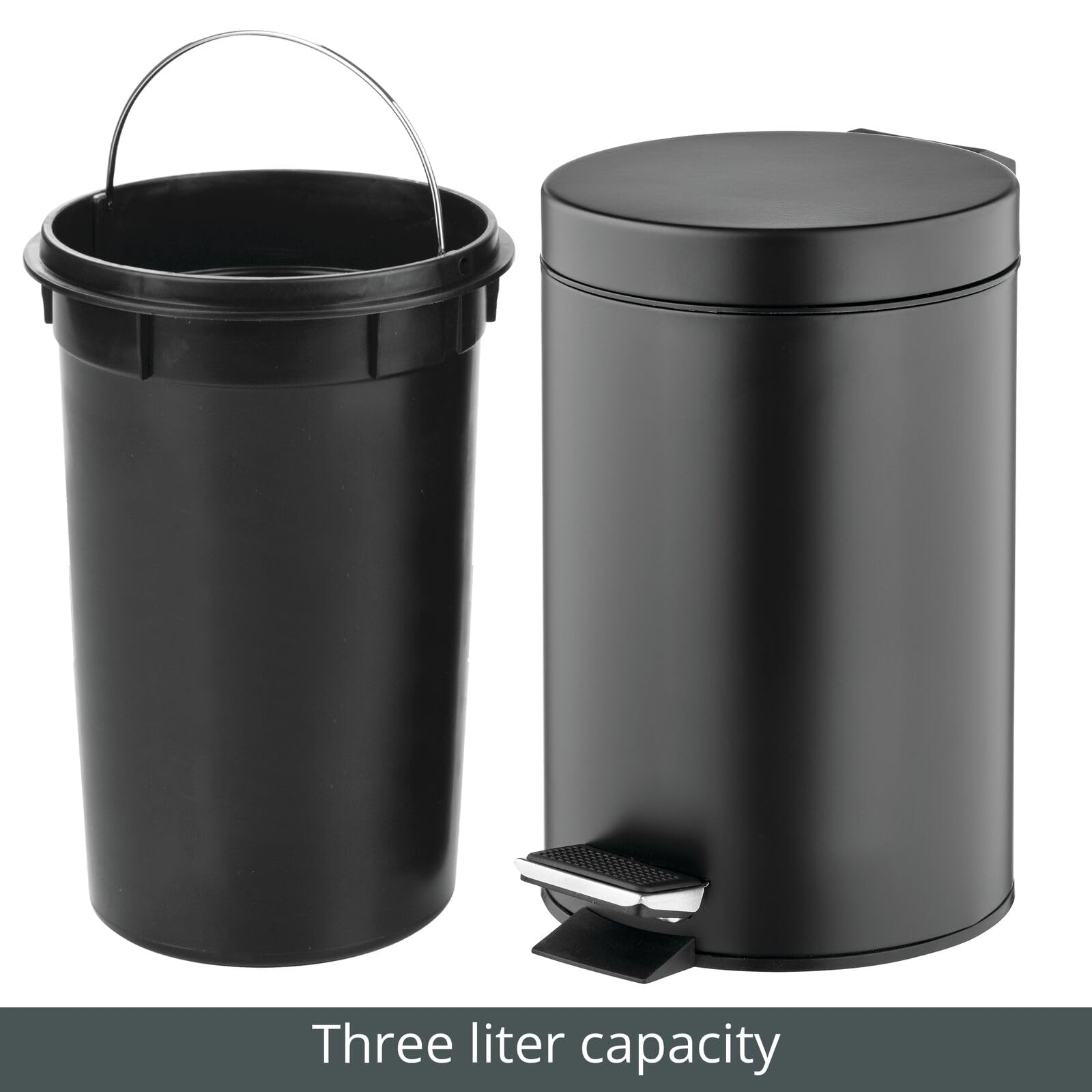 Foto 7 pulgar | Cubo De Basura Metálico Pedal Bin Mdesign De 3 Litros Con Tapa Y Balde De Plástico - Venta Internacional.