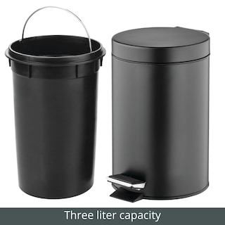 Foto 6 | Cubo De Basura Metálico Pedal Bin Mdesign De 3 Litros Con Tapa Y Balde De Plástico - Venta Internacional.