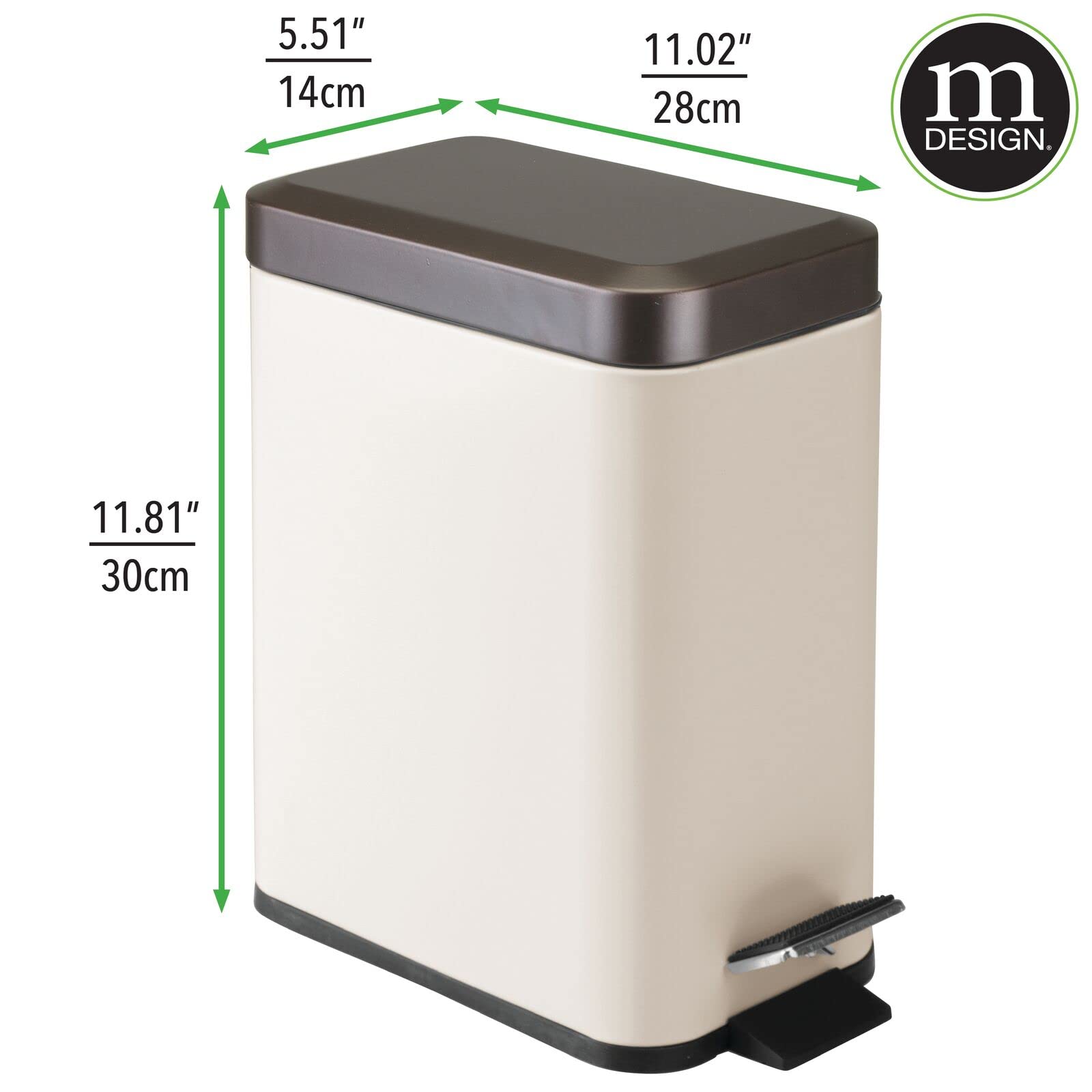 Foto 5 pulgar | Bote De Basura Mdesign Pequeño Y Moderno De Metal De 5 Litros Con Forro Extraíble - Venta Internacional.