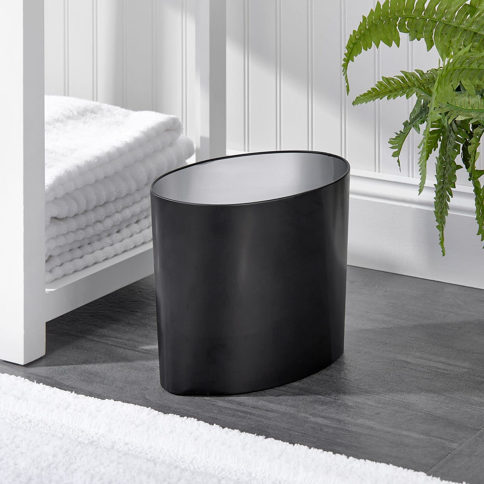 Foto 3 pulgar | Bote De Basura Mdesign Metal Modern Ovalado  6.9l/1.8 Galones  Negro - Venta Internacional.