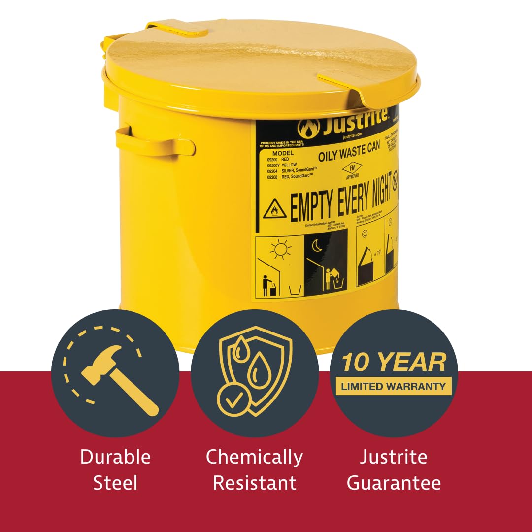 Foto 4 pulgar | Encimera De Acero Galvanizado Justrite De 7.6l Oily Waste Can - Venta Internacional.