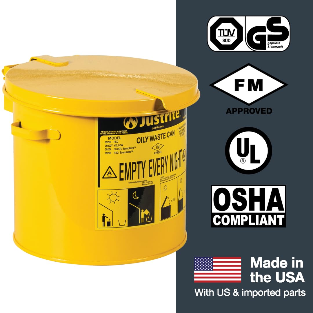 Foto 6 | Encimera De Acero Galvanizado Justrite De 7.6l Oily Waste Can - Venta Internacional.