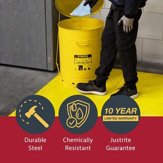 Foto 3 | Bote De Basura Aceitosa Justrite De Acero Galvanizado De 6 Litros Con Tapa De Cierre Automático - Venta Internacional.