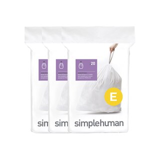 Foto 1 | Bolsas De Basura Simplehuman Code E 20 Litros 5.3 Galones 60 Unidades - Venta Internacional.