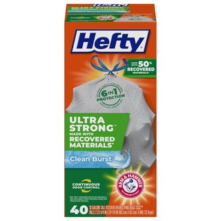 Foto 1 | Bolsas De Basura Hefty Ultra Strong De 13 Galones Y 40 Unidades Color Gris - Venta Internacional.