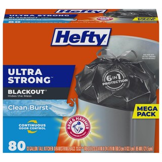 Foto 1 | Bolsas De Basura Hefty Ultra Strong 49 L 80 Bolsas Black Clean Burst - Venta Internacional.