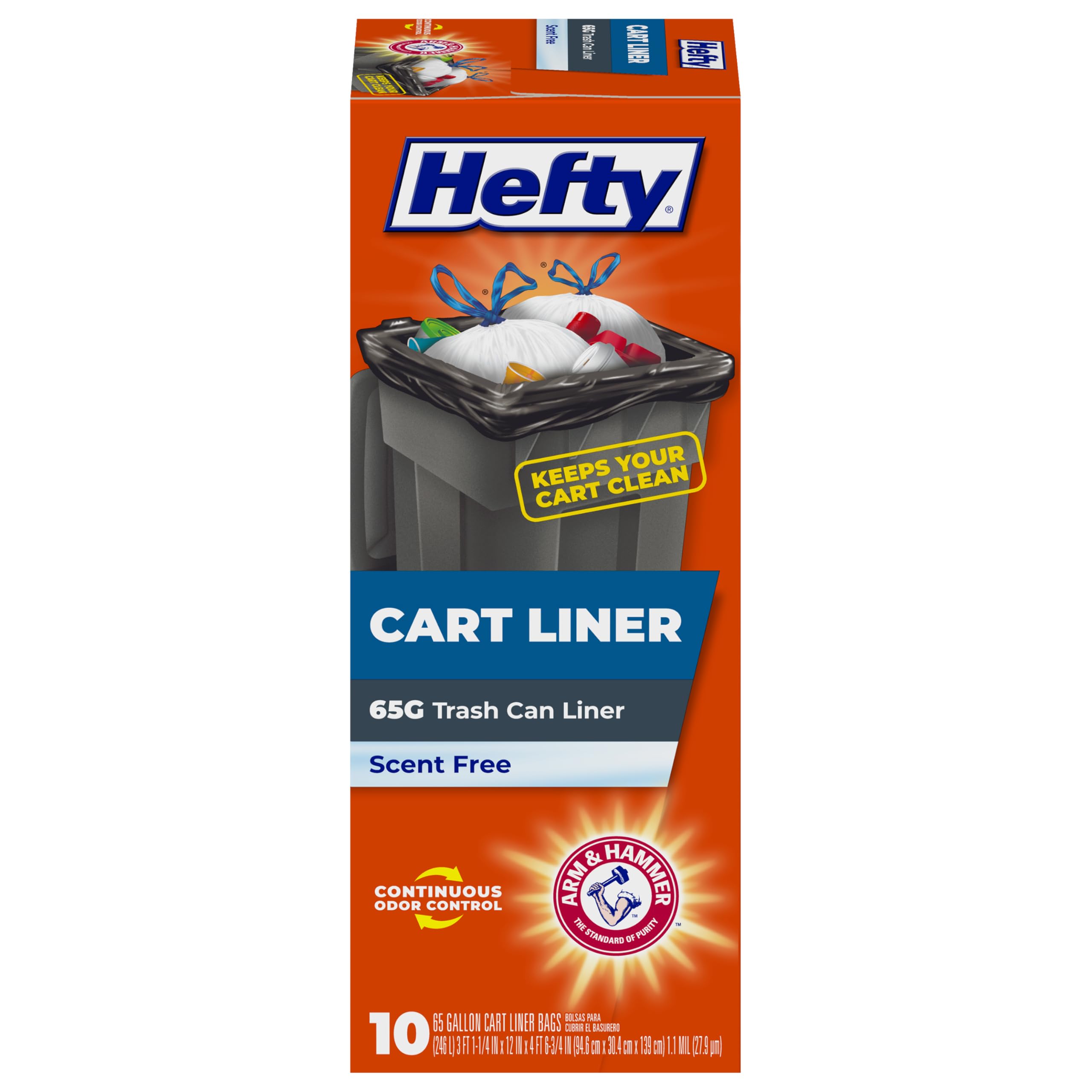 Foto 2 pulgar | Bolsas De Basura Hefty Cart Forer  65 Galones  10 Bolsas  Sin Aroma - Venta Internacional.