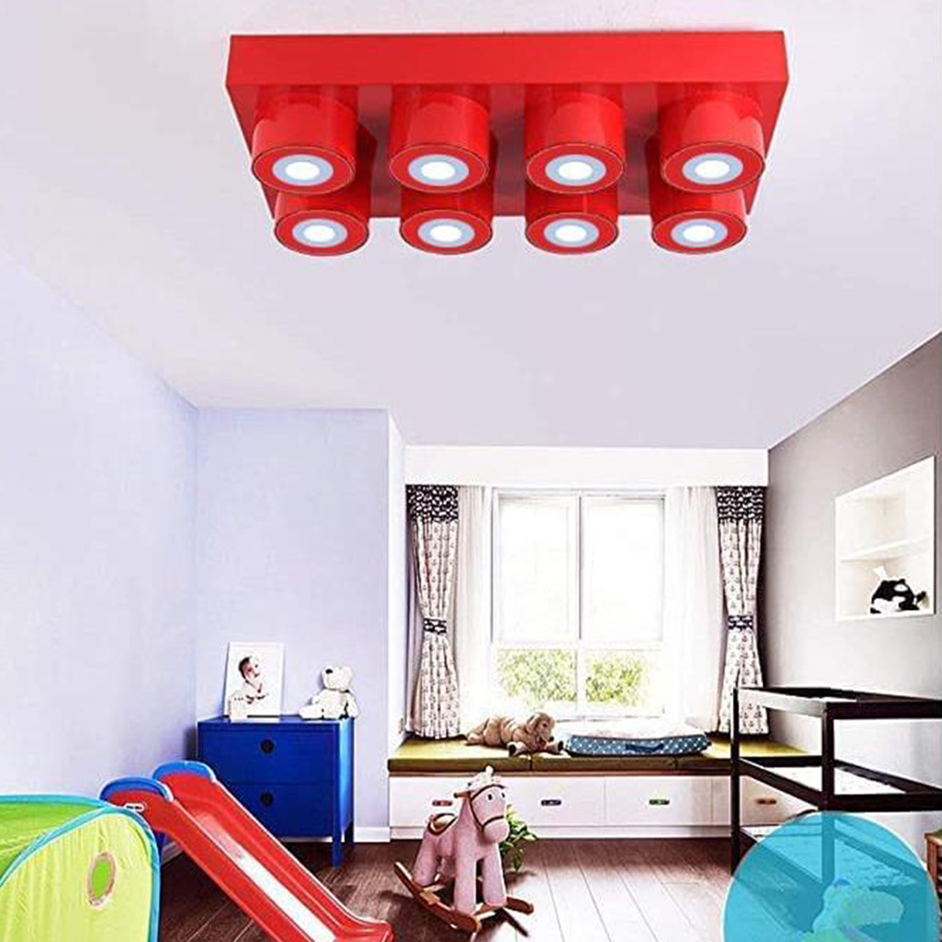 Foto 1 | Lampara de Techo Bloques para Armar color Rojo 2 Piezas