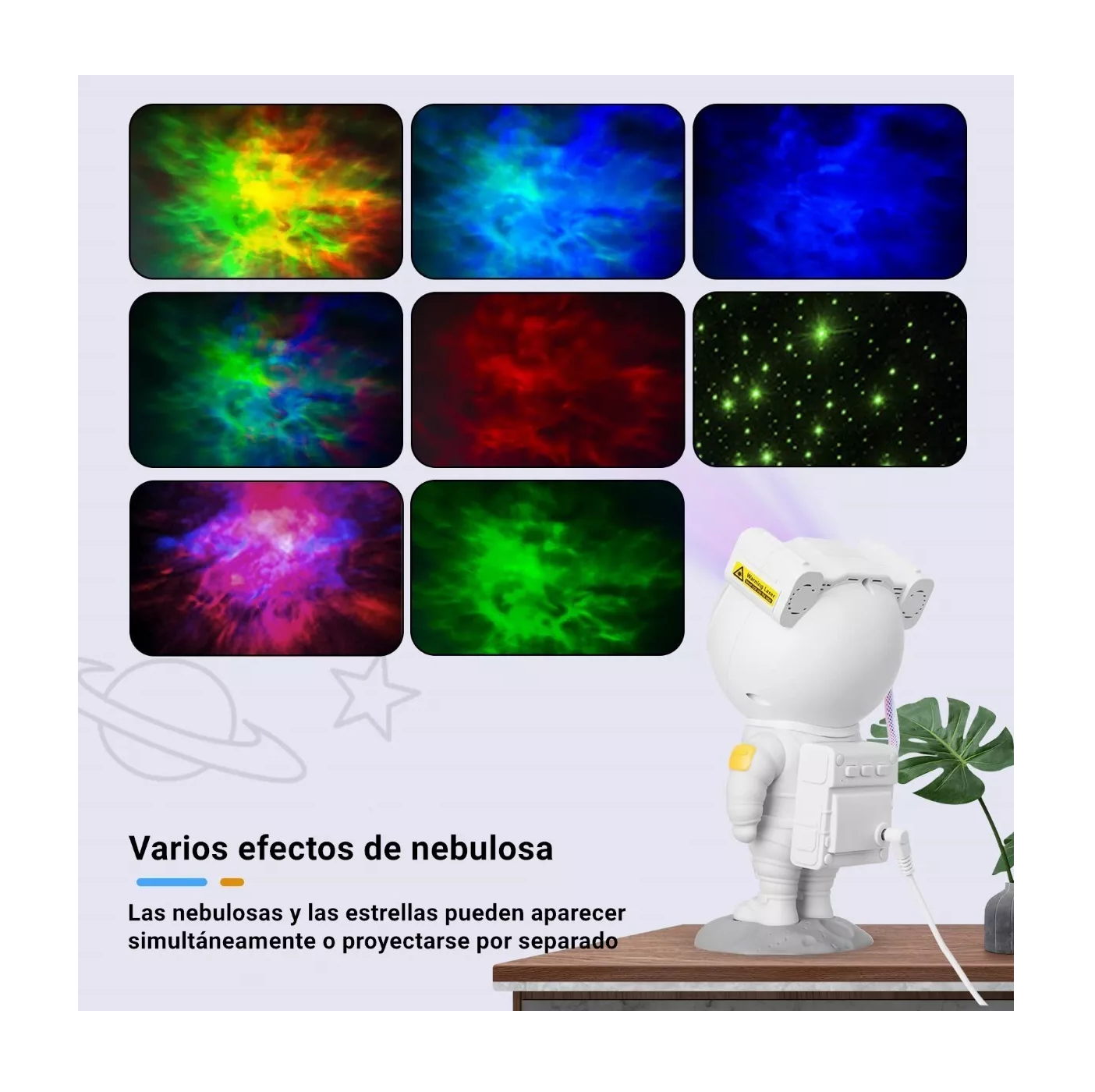 Foto 4 pulgar | Lámpara LED Astronauta BELUG Proyector de Galaxia Estrella Blanco