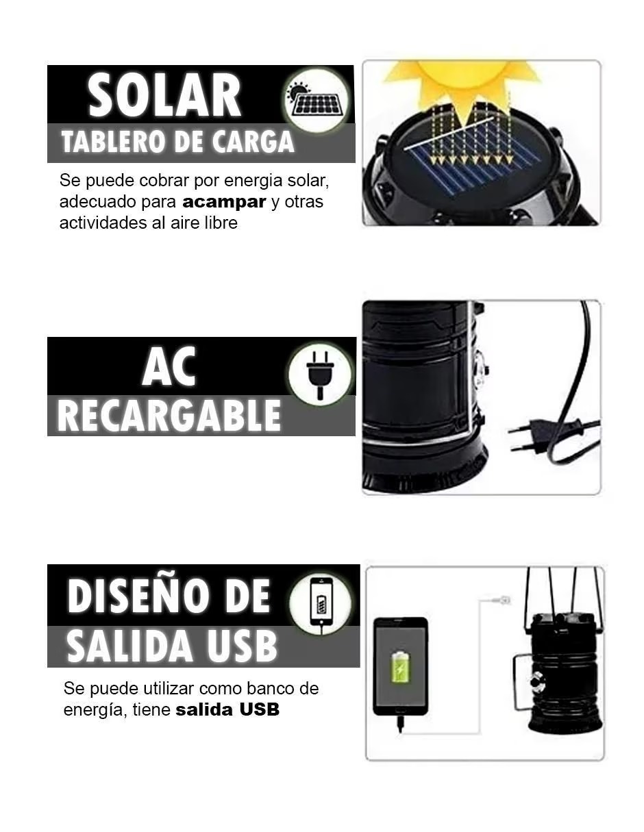 Foto 5 pulgar | Lámpara para Camping Dosyu Solar Recargable color Negro