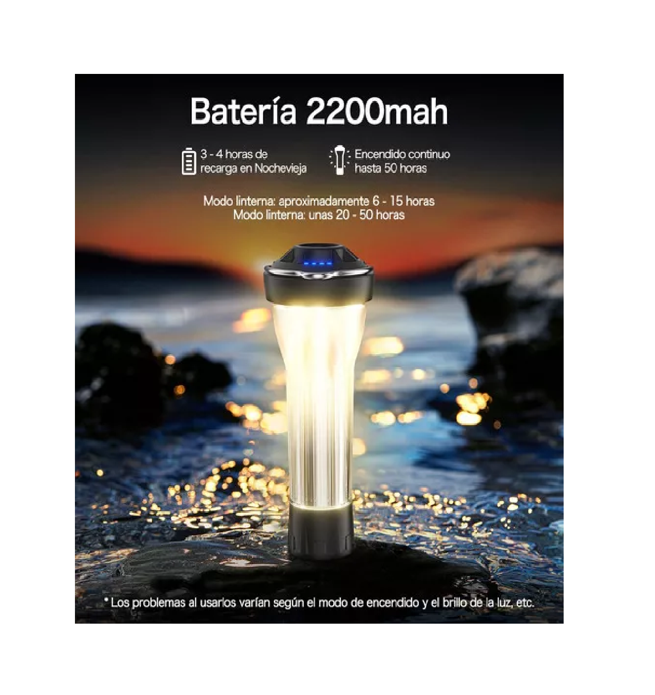 Foto 3 pulgar | Linterna Camping Led Farol Recargable 4 En 1 Color Plateado