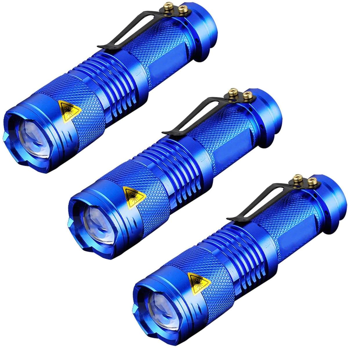 Linterna Táctica Con Zoom Nocturna Ventdepot Mxlcb-003 3 Piezas Azul $1,044