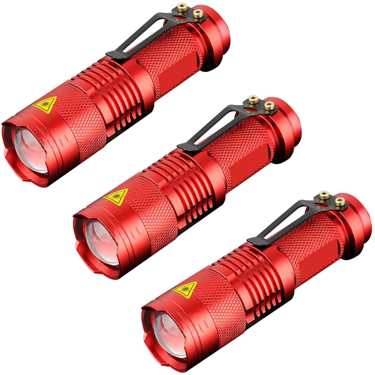 Foto 1 | Linterna Táctica Con Zoom Nocturna Ventdepot Mxrci-003 3 Piezas Rojo