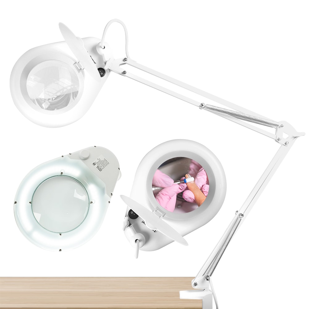 Lupa Con Luz Led Aumento 5x Brazo Articulado Para Escritorio, Redlemon, Color Blanco $460