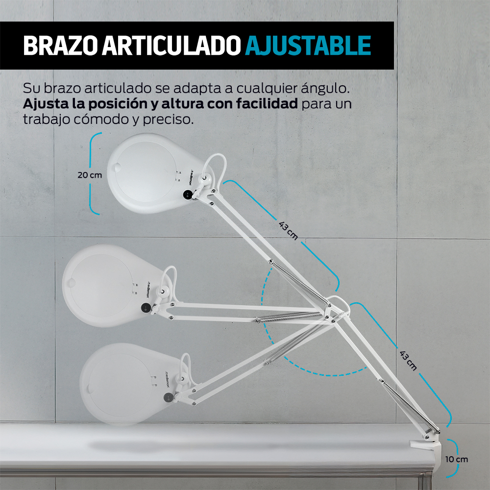 Foto 5 pulgar | Lupa Con Luz Led Aumento 5x Brazo Articulado Para Escritorio, Redlemon, Color Blanco