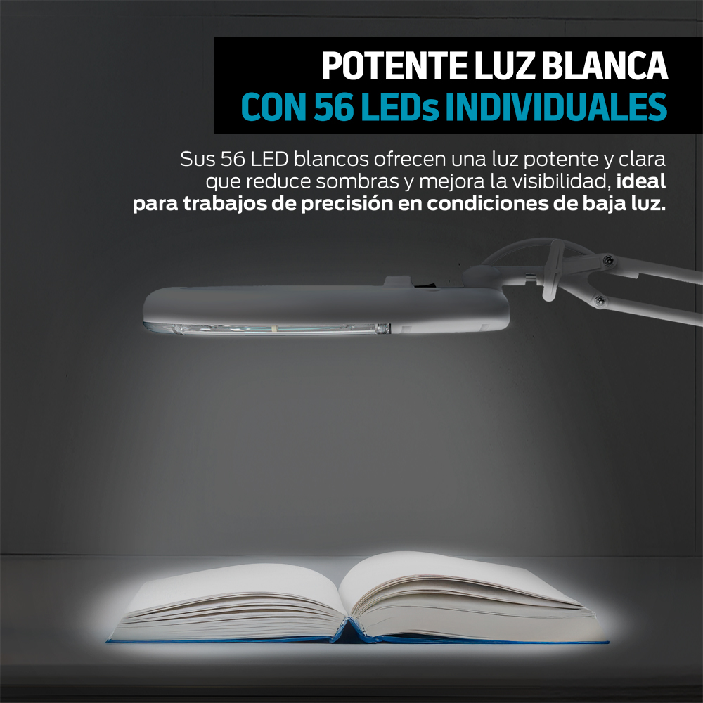 Foto 6 pulgar | Lupa Con Luz Led Aumento 5x Brazo Articulado Para Escritorio, Redlemon, Color Blanco