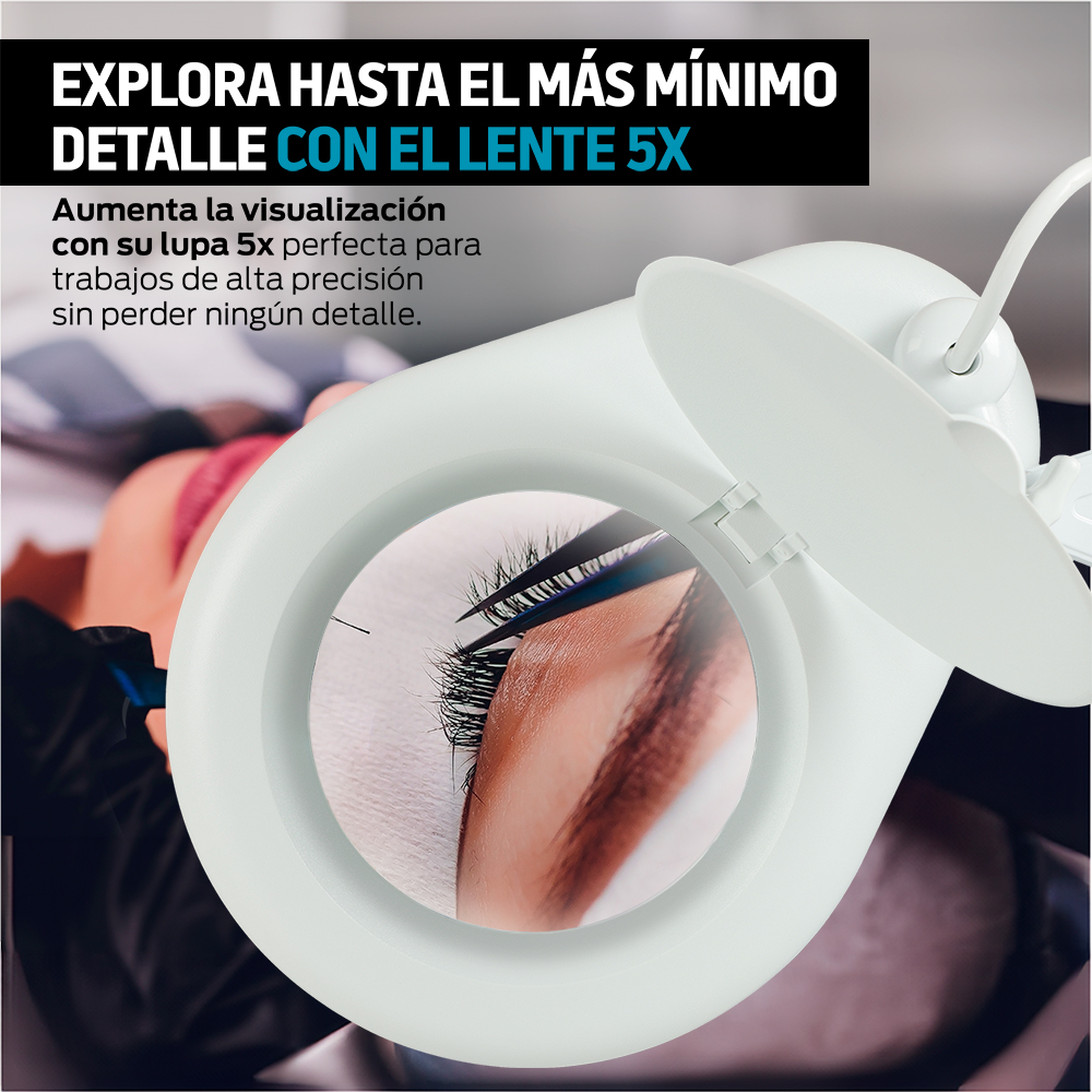 Foto 7 pulgar | Lupa Con Luz Led Aumento 5x Brazo Articulado Para Escritorio, Redlemon, Color Blanco