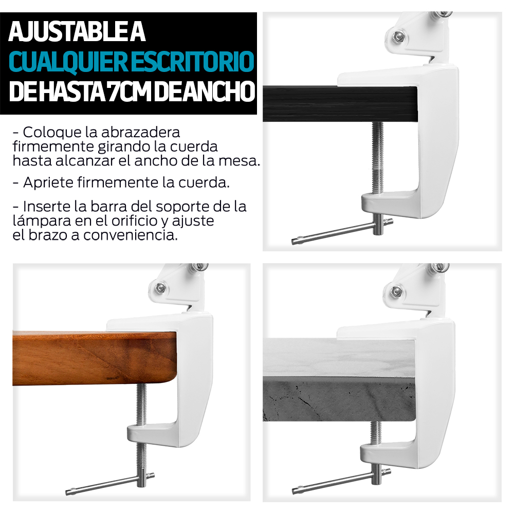 Foto 8 pulgar | Lupa Con Luz Led Aumento 5x Brazo Articulado Para Escritorio, Redlemon, Color Blanco