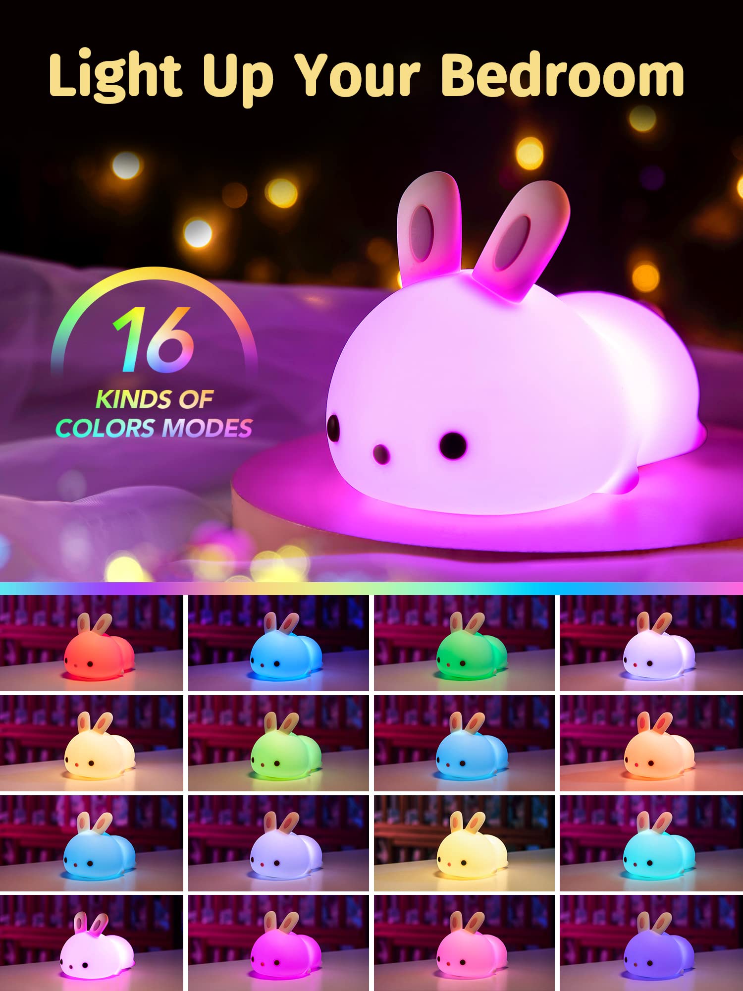 Foto 2 | Night Light One Fire Bunny Para Niños, 16 Colores, Recargable - Venta Internacional.