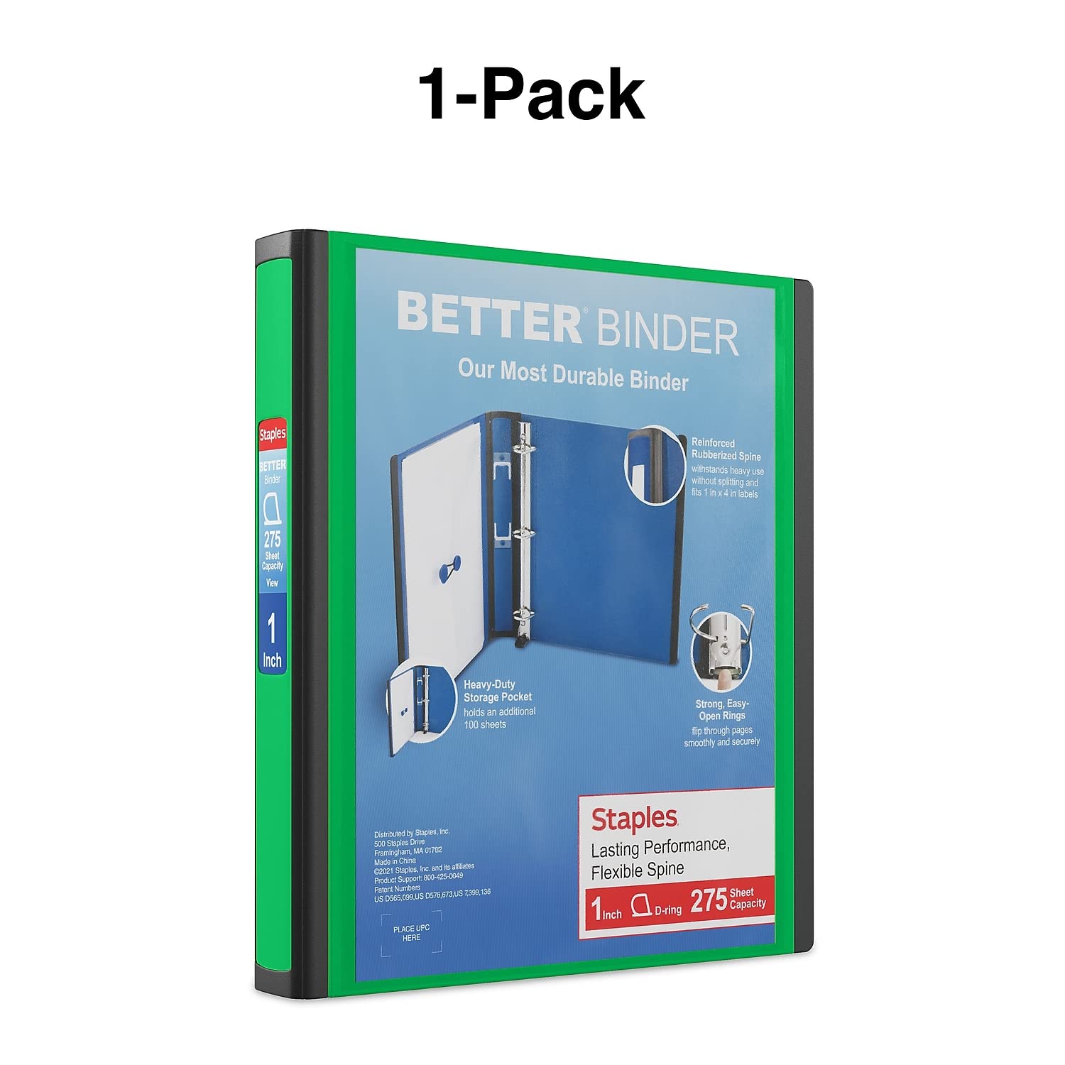 Foto 8 pulgar | Binder Staples Better 19063, 1 Pulgada En D, 3 Anillos, Vista Verde - Venta Internacional.