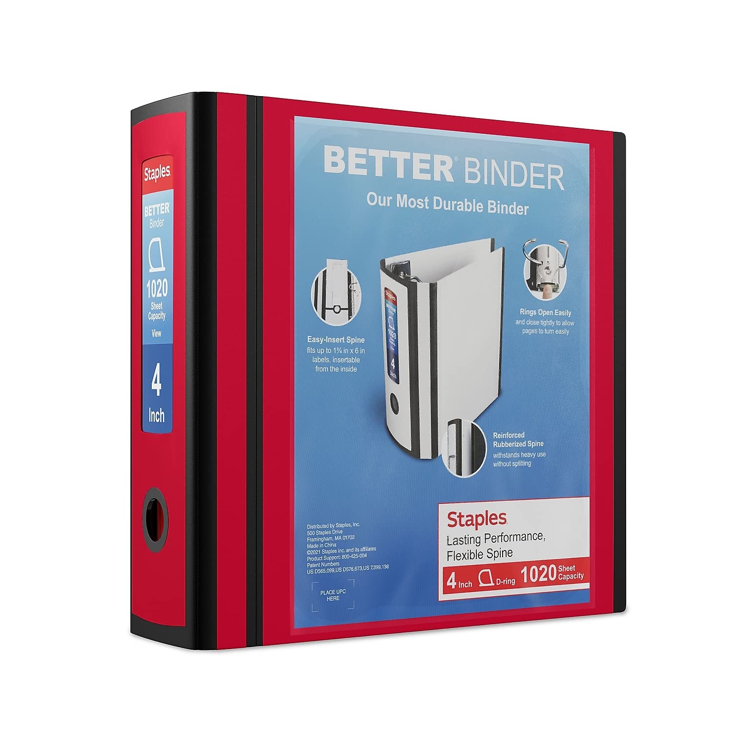 Foto 2 pulgar | Binder Staples Better De 4 Pulgadas Y 3 Anillas Con Vista En Rojo - Venta Internacional.