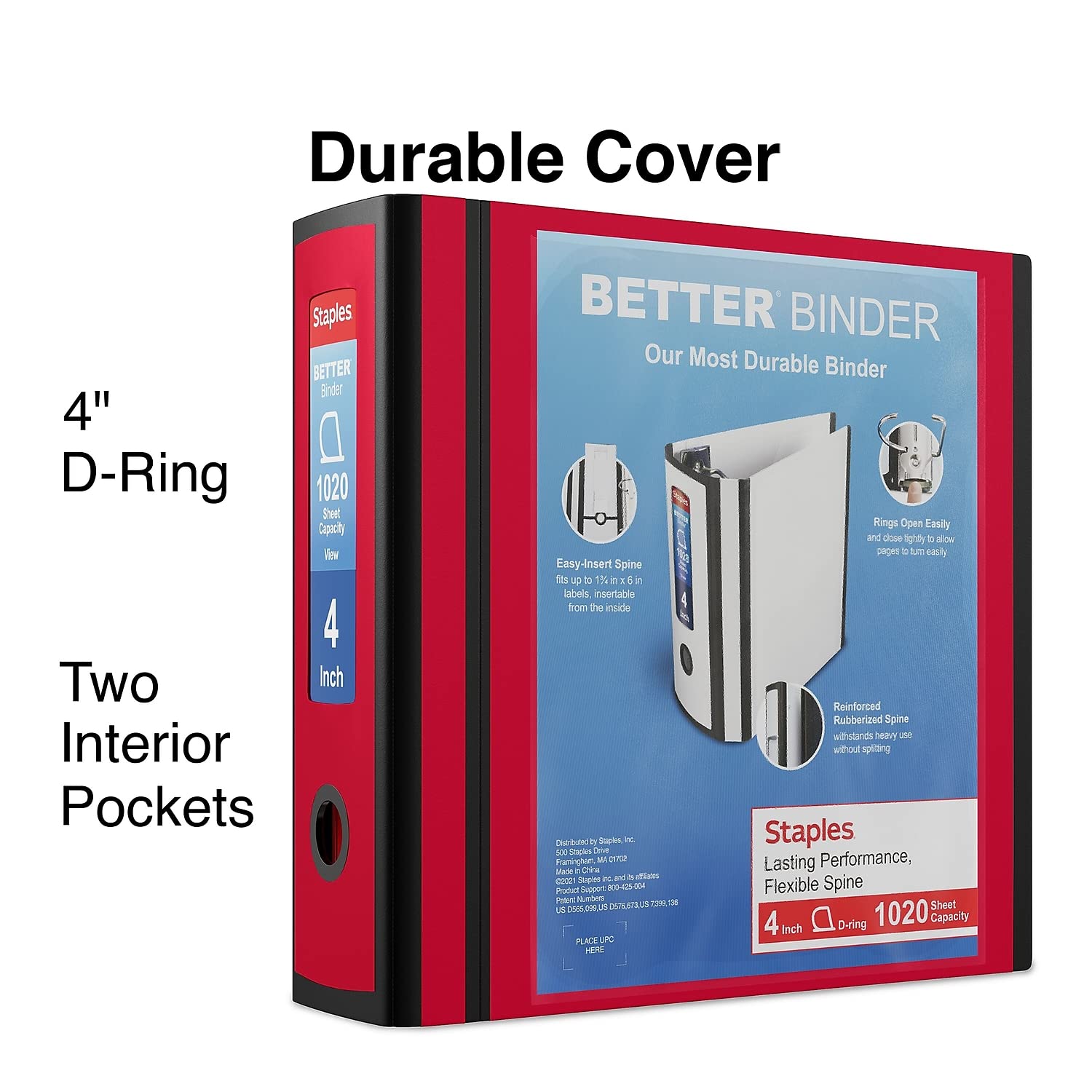 Foto 3 pulgar | Binder Staples Better De 4 Pulgadas Y 3 Anillas Con Vista En Rojo - Venta Internacional.