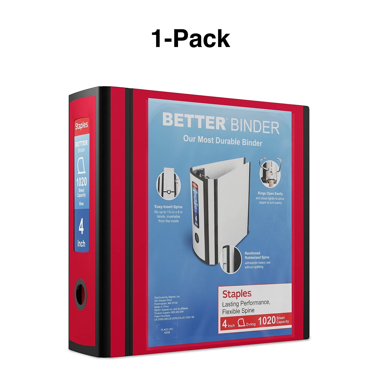 Foto 8 pulgar | Binder Staples Better De 4 Pulgadas Y 3 Anillas Con Vista En Rojo - Venta Internacional.