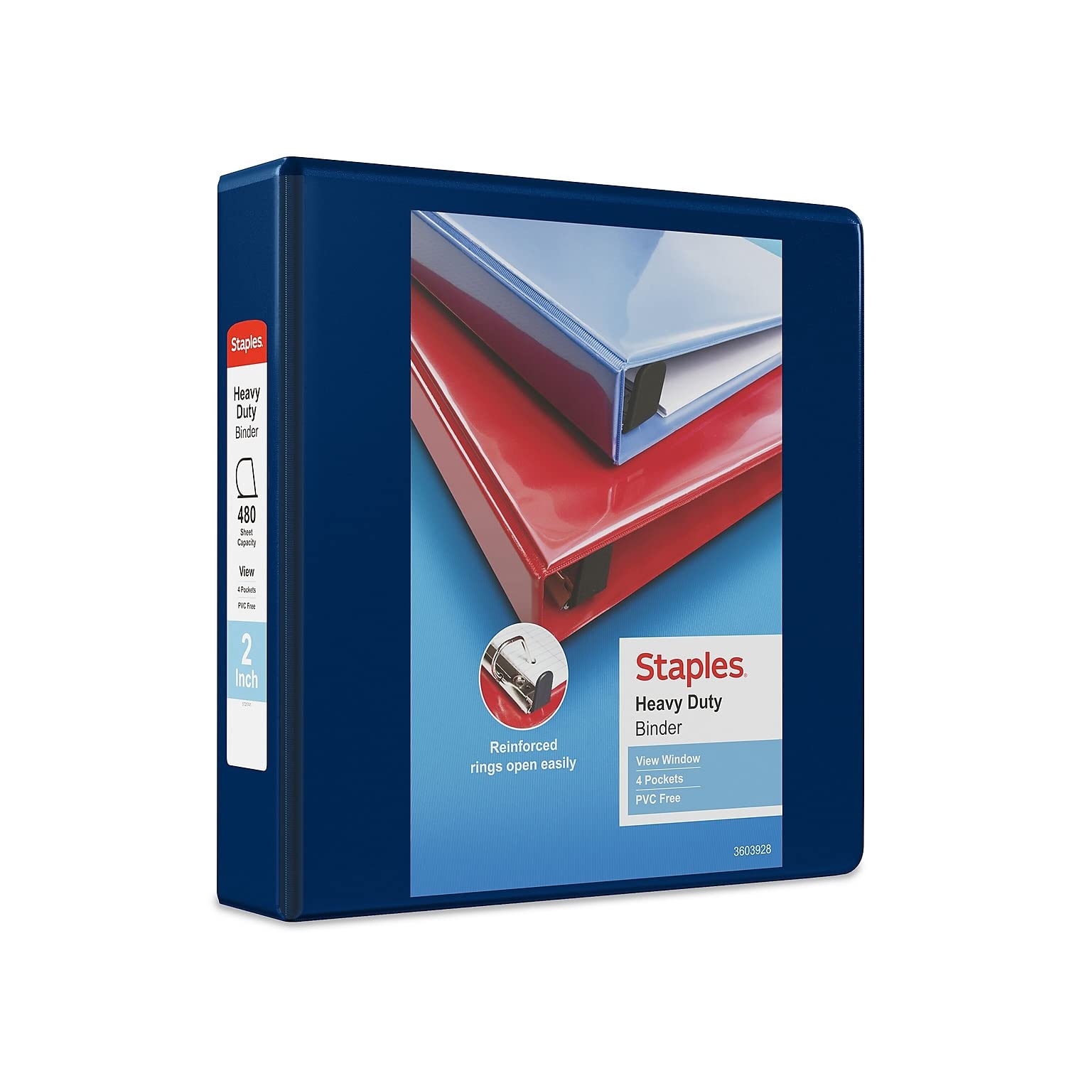 View Binder Staples 82673, Resistente, 2 Pulgadas Y 3 Anillos, Azul - Venta Internacional. $629