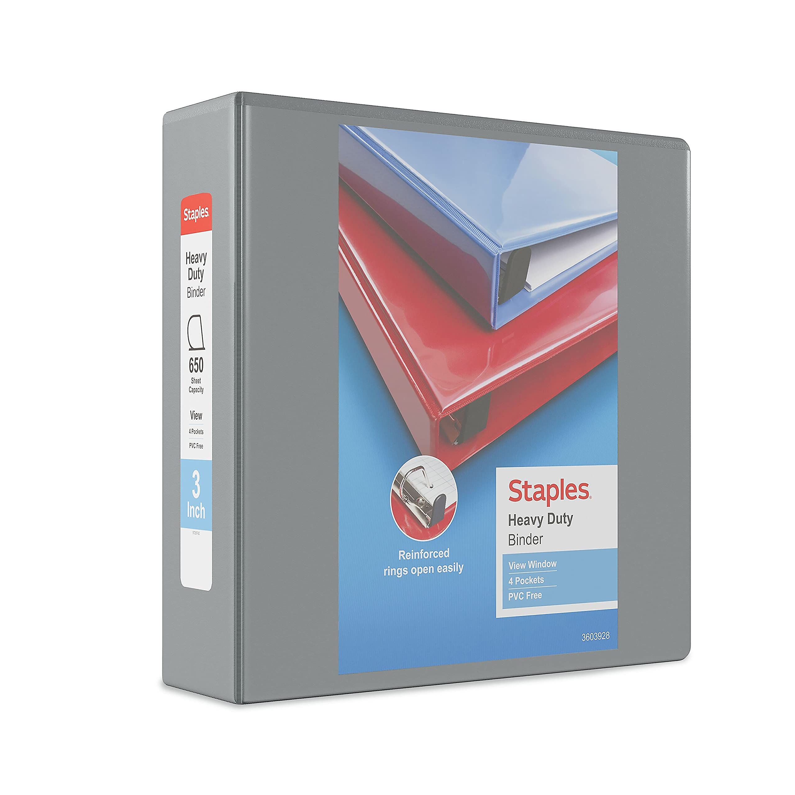 Foto 2 pulgar | Binder Staples Heavy Duty Con Vista De 3 Anillas, 3 Pulgadas, Gris, Paquete De 2 - Venta Internacional.