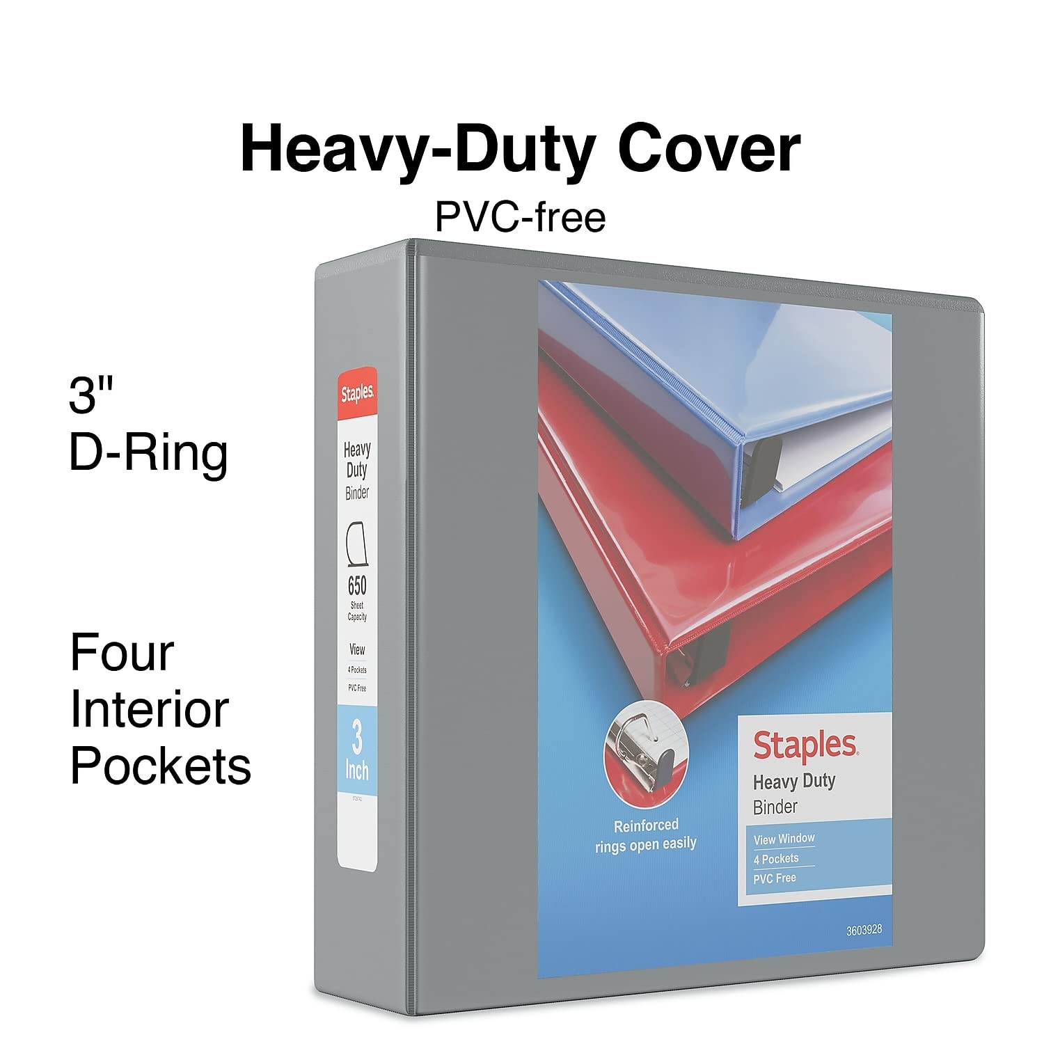 Foto 3 pulgar | Binder Staples Heavy Duty Con Vista De 3 Anillas, 3 Pulgadas, Gris, Paquete De 2 - Venta Internacional.