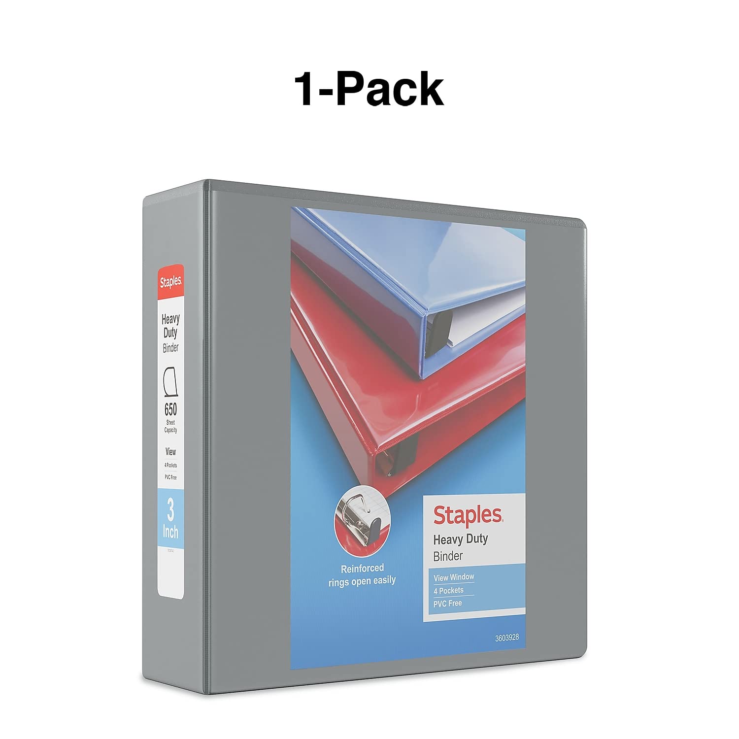 Foto 8 pulgar | Binder Staples Heavy Duty Con Vista De 3 Anillas, 3 Pulgadas, Gris, Paquete De 2 - Venta Internacional.