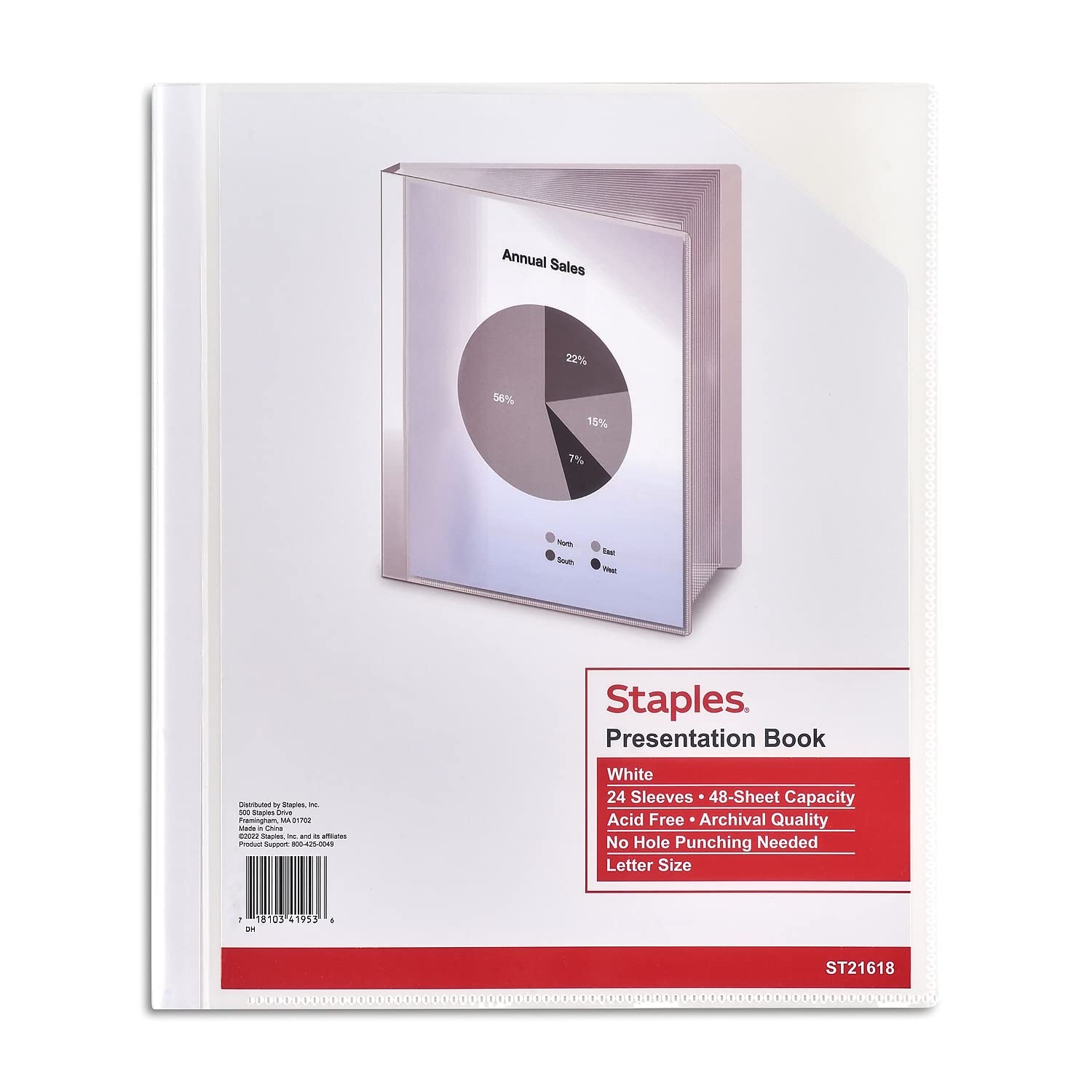 Carpeta De Presentación Staples 463364 Con Capacidad Para 24 Fundas, Color Blanco - Venta Internacional.