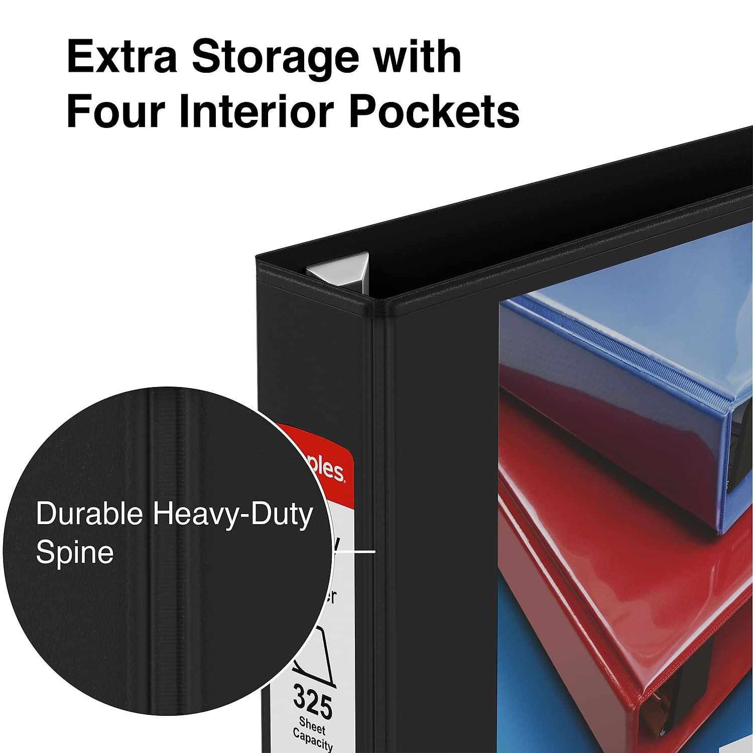 Foto 4 | Binder Staples Heavy-duty Con Vista De 3 Anillas, 1.5 Pulgadas, Color Negro, Paquete De 3 - Venta Internacional.