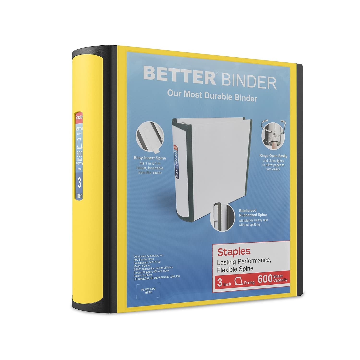 Foto 2 pulgar | Binder Staples Better, 3 Anillas, 3 Pulgadas D, Color Amarillo (20245) - Venta Internacional.