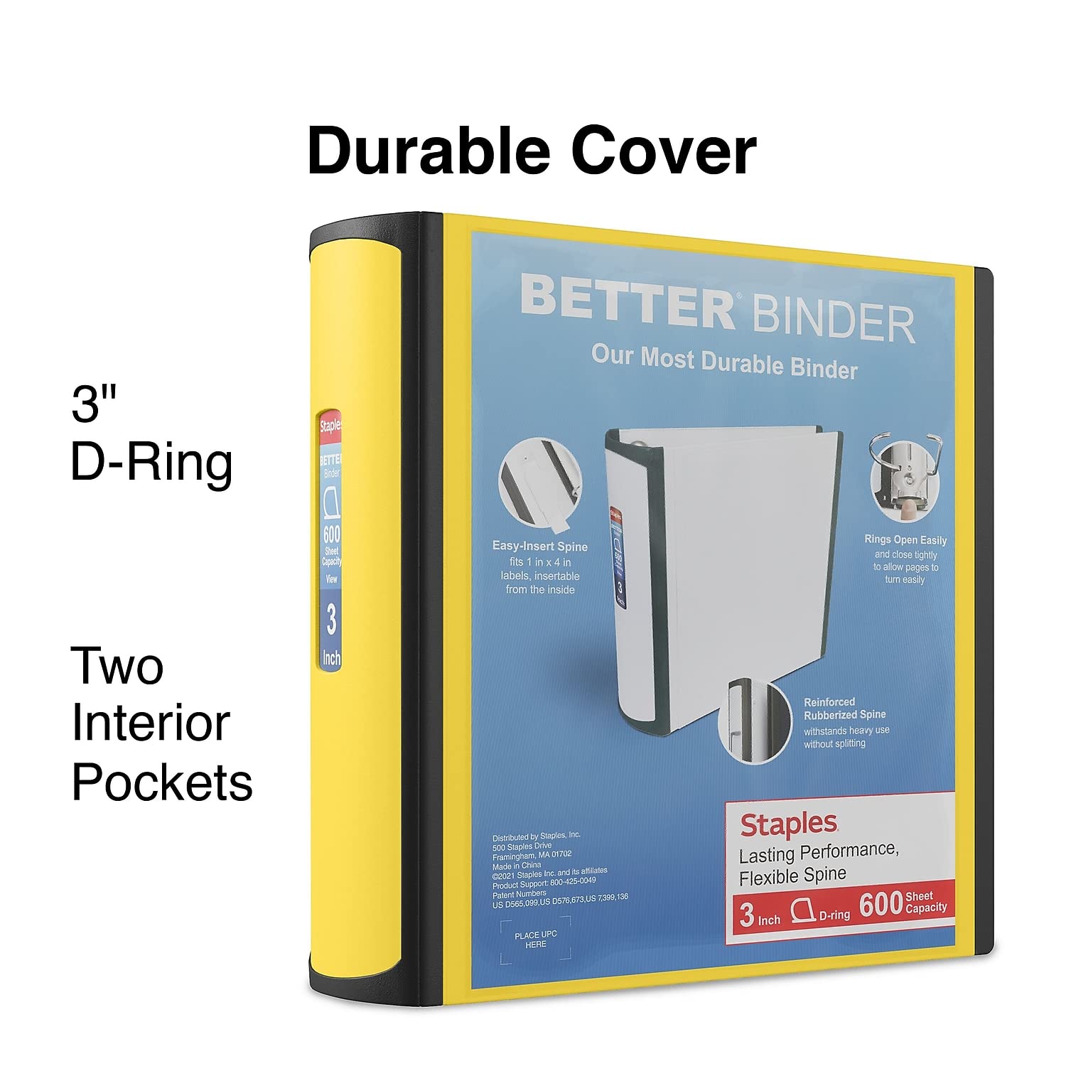 Foto 3 pulgar | Binder Staples Better, 3 Anillas, 3 Pulgadas D, Color Amarillo (20245) - Venta Internacional.