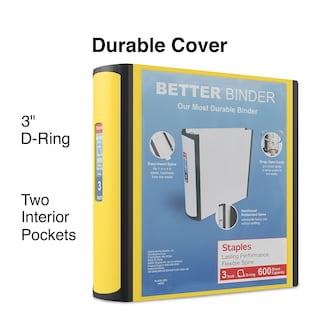 Foto 2 | Binder Staples Better, 3 Anillas, 3 Pulgadas D, Color Amarillo (20245) - Venta Internacional.