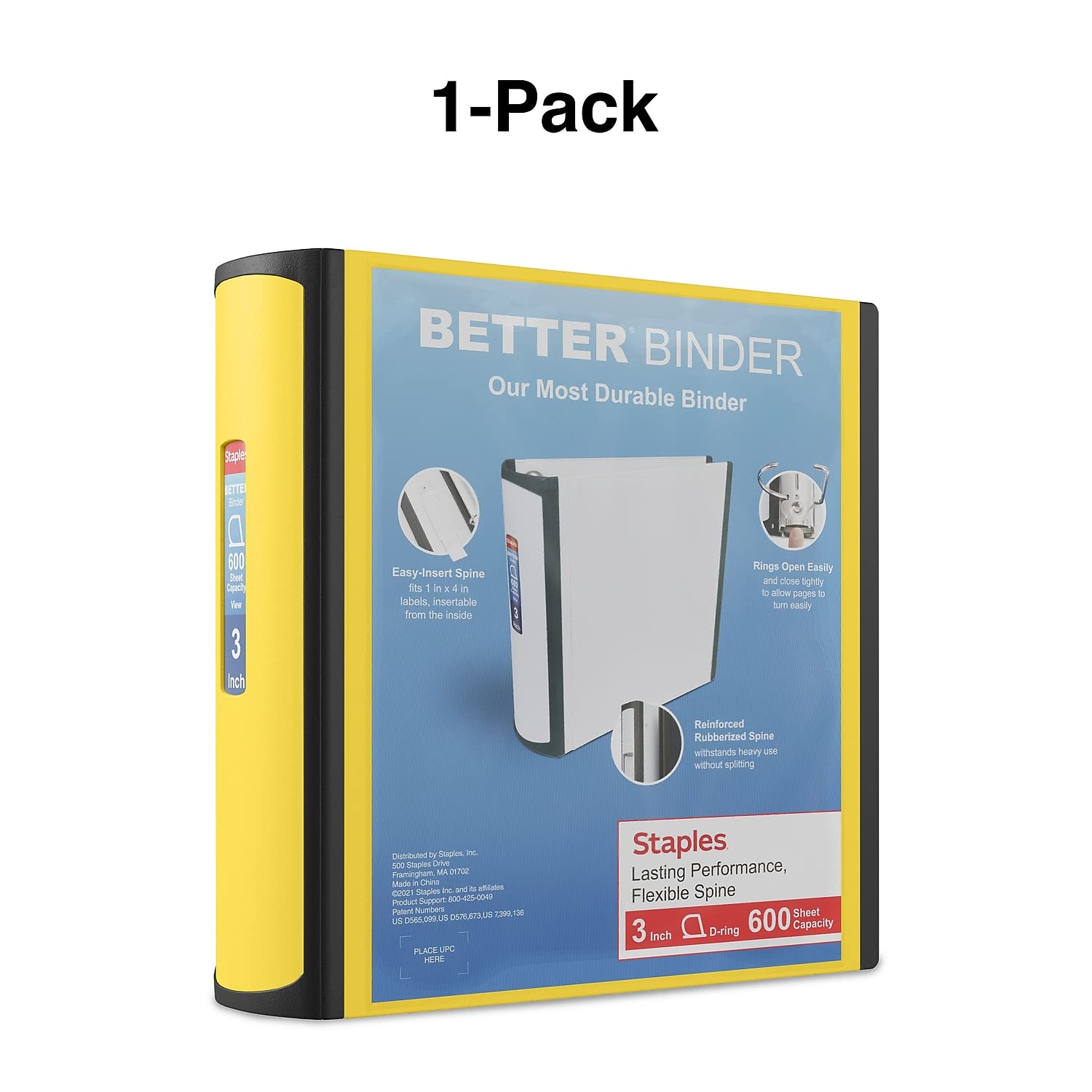 Foto 8 pulgar | Binder Staples Better, 3 Anillas, 3 Pulgadas D, Color Amarillo (20245) - Venta Internacional.